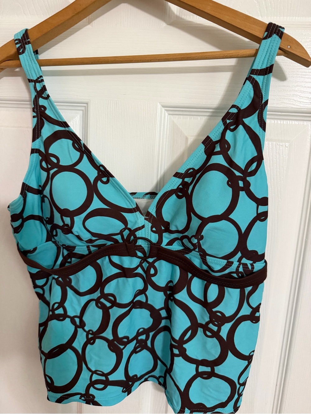 Ocean Dream Turquoise & Chocolate Ring-Print Tankini Top/ shorts-14